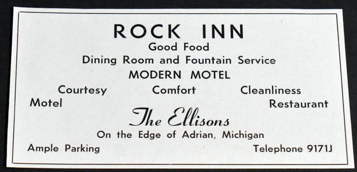 Rock Inn Motel & Restaurant - Print Ad (newer photo)